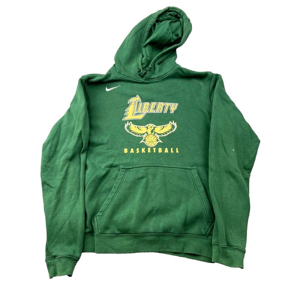 Vintage Nike Liberty Elementary Hoodie Fresno CA Mens Medium Green Basketball